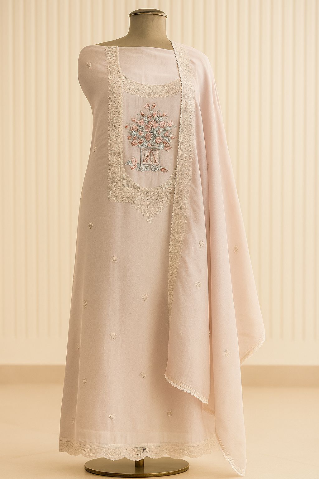 Nazia Touch - Blush Pink Unstitched Suit-Aaroha Living