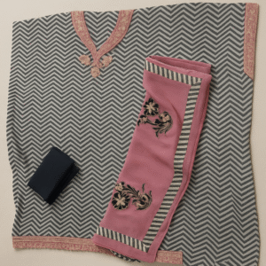 Midnight Chevron Muslin Unstitched Suit-Aaroha Living