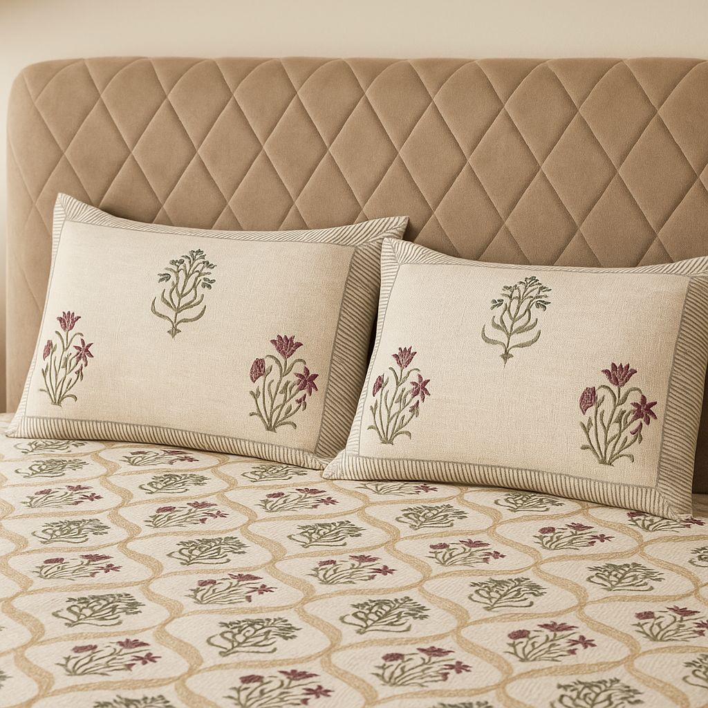 Bageecha Slub Cotton Bedcover-Aaroha Living