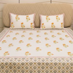 Handcrafted Jacquard Block Print Bedcover-Aaroha Living