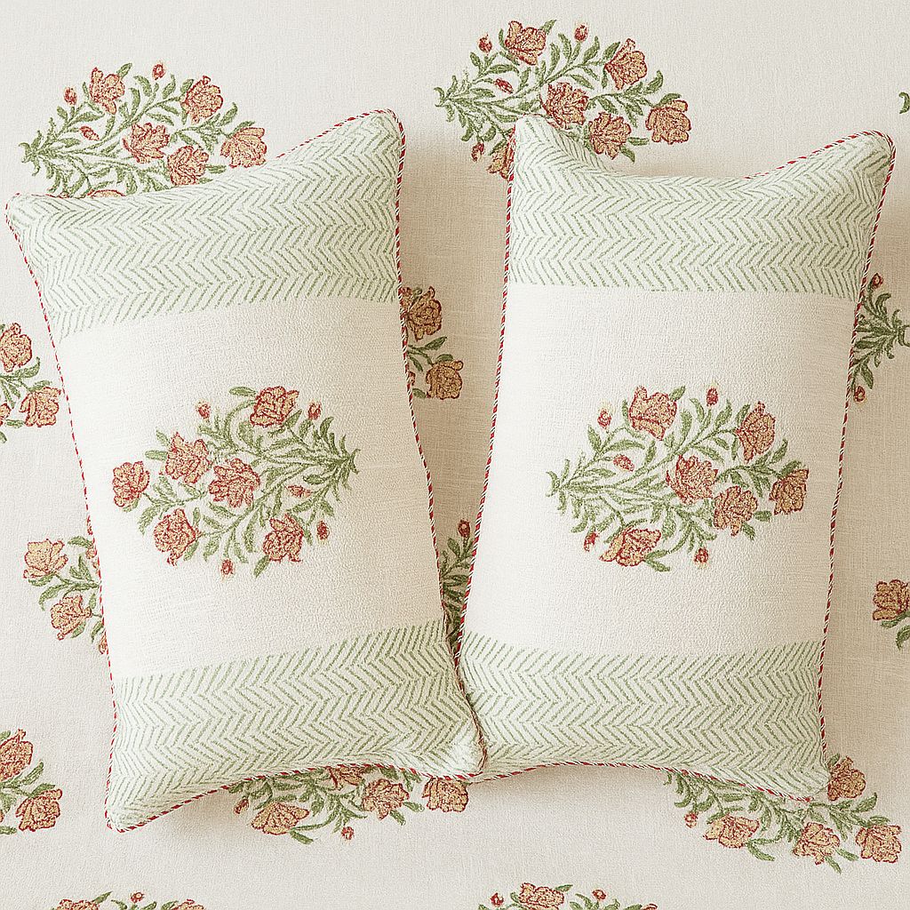 Bageecha Slub Cotton Bedcover-Aaroha Living