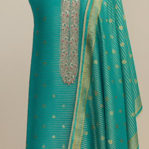 Teal Elegance – Handcrafted Dabka & Zari Work
