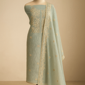 Pastel Blue Elegance – Handcrafted Dabka & Zari Work