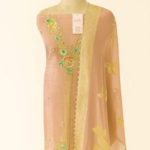 Pink Elegance Golden Zari Unstitched Suit